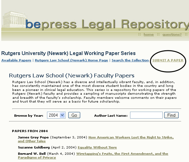 Rutgers-Newark
	  Law BePress Working Papers Home